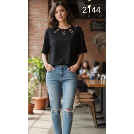 футболка жіноча 2144 black р.one size "Met&March" недорого оптом від прямого постачальника