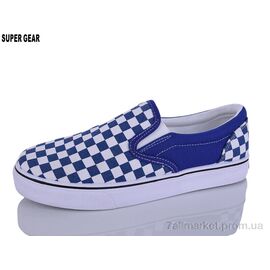 Фотография Слипоны женские тканевые Весна/осень 002F blue (12 пар р.35-40) "Super Gear" недорого оптом от прямого поставщика