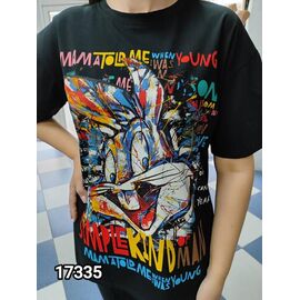 Фотография Футболка женская 17335 black р.one size "LOOK" недорого оптом от прямого поставщика