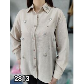 Фотография Рубашка женская 2813 beige р.42-48 "LOOK" недорого оптом от прямого поставщика