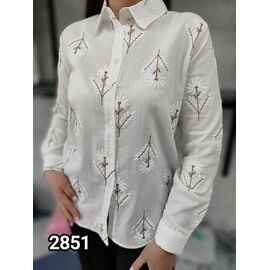 Фотография Рубашка женская 2851 white-brown р.42-48 "LOOK" недорого оптом от прямого поставщика
