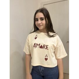 Фотография Футболка детская на девочку M483 beige р.140-164 "Moda school" недорого оптом от прямого поставщика