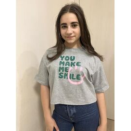 Фотография Футболка детская на девочку M484 grey р.140-164 "Moda school" недорого оптом от прямого поставщика