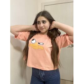 Фотография Футболка детская на девочку M488 peach р.140-164 "Moda school" недорого оптом от прямого поставщика