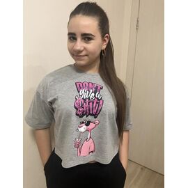 Фотография Футболка детская на девочку M489 grey р.140-164 "Moda school" недорого оптом от прямого поставщика