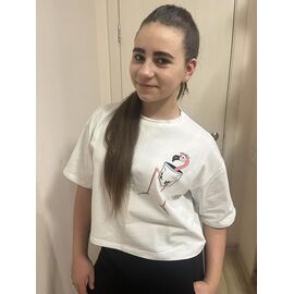 футболка дитяча на дівчинку M493 white р.140-164 "Moda school" недорого оптом від прямого постачальника