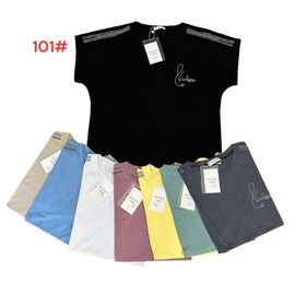 Фотография Футболка женская 101 mix р.52-56 "Katty" недорого оптом от прямого поставщика