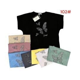 Фотография Футболка женская 102 mix р.52-56 "Katty" недорого оптом от прямого поставщика