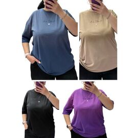 Фотография Футболка женская 25107 beige р.46-58 "Elena&Vika" недорого оптом от прямого поставщика