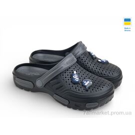 Фотография Кроксы детские летние Лето СД48 чорний-графіт (6 пар р.36-41) "Rai shoes" недорого оптом от прямого поставщика