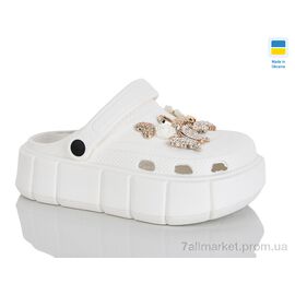 Фотография Кроксы женские летние Лето 152-2 білий (6 пар р.36-40) "Крок" недорого оптом от прямого поставщика