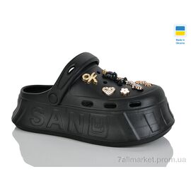 Фотография Кроксы женские летние Лето 156-1 чорний (6 пар р.36-40) "Крок" недорого оптом от прямого поставщика