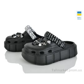 Фотография Кроксы женские летние Лето E152-2-4 чорний (6 пар р.36-41) "Rai shoes" недорого оптом от прямого поставщика