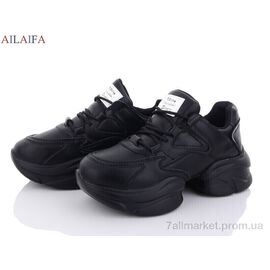 Кросівки жіночі модні Весна/осінь 2361-1 all black піна (6 пар р.36-41) "Ailaifa" недорого оптом від прямого постачальника