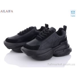 Кросівки жіночі модні Весна/осінь 8201 all black (6 пар р.36-41) "Ailaifa" недорого оптом від прямого постачальника
