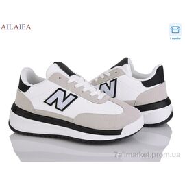 Фотография Кроссовки женские модные Весна/осень NR006 white-grey (8 пар р.36-41) "Ailaifa" недорого оптом от прямого поставщика