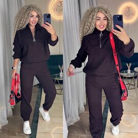 Фотография Костюм спортивный женский тёплый 6030 brown р.42-52 "LINDA" недорого оптом от прямого поставщика