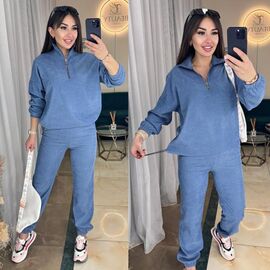 Фотография Костюм спортивный женский тёплый 6030 l.blue р.42-52 "LINDA" недорого оптом от прямого поставщика