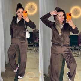 Фотография Костюм спортивный женский тёплый 6059 brown р.42-56 "LINDA" недорого оптом от прямого поставщика