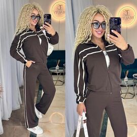 Фотография Костюм спортивный женский тёплый 9037 brown р.42-52 "LINDA" недорого оптом от прямого поставщика