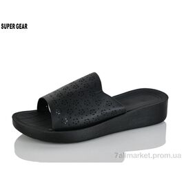 Шльопанці жіночі полегшені Літо PV10-1 black (8 пар р.36-41) "Super Gear" недорого оптом від прямого постачальника