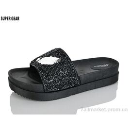 Шльопанці жіночі полегшені Літо 01-752 black (12 пар р.36-41) "Super Gear" недорого оптом від прямого постачальника
