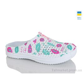 Фотография Кроксы женские летние Лето 107 біло-зелений (8 пар р.36-41) "Зручне взуття" недорого оптом от прямого поставщика