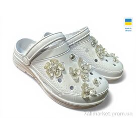 Фотография Кроксы женские летние Лето 414 білий (8 пар р.36-41) "Rai shoes" недорого оптом от прямого поставщика