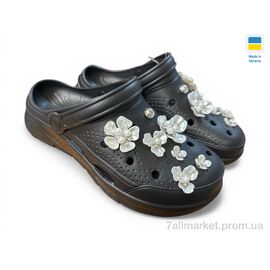 Фотография Кроксы женские летние Лето 414 чорний (8 пар р.36-41) "Rai shoes" недорого оптом от прямого поставщика