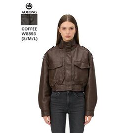 Куртка жіноча демісезонна W8893 brown р.S-L "Immei" недорого оптом від прямого постачальника