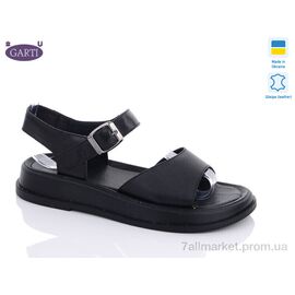Фотография Босоножки женские летние Лето 0140 чорн. шкіра (6 пар р.36-40) "Garti" недорого оптом от прямого поставщика