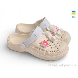 Фотография Кроксы детские летние Лето 009 кремовий (8 пар р.30-35) "Rai shoes" недорого оптом от прямого поставщика