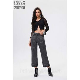 Жіночі джинси стрейчеві 7/8 зі стразами розмірний ряд 26,27,28,29,30,31 "PARTNERS"