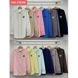 Фотография Рубашка женская 3569 grey р.M-XL "FLORA" недорого оптом от прямого поставщика