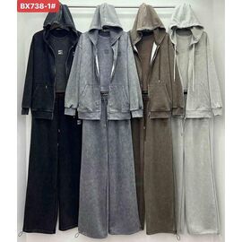 Фотография Костюм спортивный женский тёплый 7381 d.grey р.M-XL "FLORA" недорого оптом от прямого поставщика