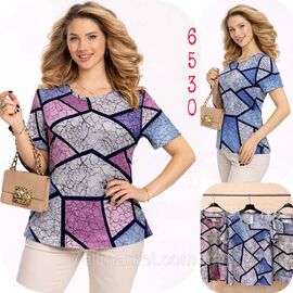 Футболка жіноча стильна р-ри M-4XL (мікс кв) "NICOLAS" недорого від прямого постачальника