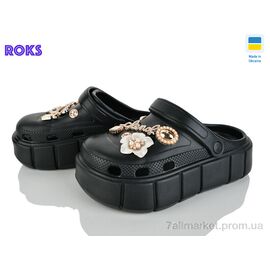 Фотография Кроксы женские летние Лето 152-2-8 чорний (6 пар р.36-40) "Roks" недорого оптом от прямого поставщика