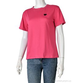 Футболка жіноча Літо 4349-Heart-2 d.pink (8 шт. р.сіткаM-2XL) "Мир" недорого оптом від прямого постачальника