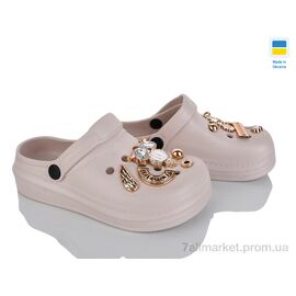 Фотография Кроксы детские летние Лето 312-2 сова беж (6 пар р.31-36) "Golden Lion" недорого оптом от прямого поставщика