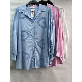 Фотография Рубашка женская E1526 l.blue р.54-58 "Emsweekis" недорого оптом от прямого поставщика