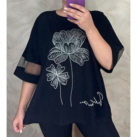 футболка жіноча 26035 black р.56-60 "PULSE" недорого оптом від прямого постачальника