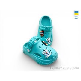 Фотография Кроксы детские летние Лето 3001 мята (6 пар р.24-35) "Rai shoes" недорого оптом от прямого поставщика