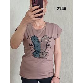 Фотография Футболка женская 2745 brown р.44-50 "FSN" недорого оптом от прямого поставщика