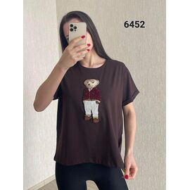 Фотография Футболка женская 6452 brown р.46-52 "FSN" недорого оптом от прямого поставщика