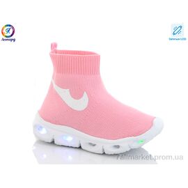 Фотография Кроссовки детские модные Весна/осень AX059-113A pink led (10 пар р.26-30) "Леопард" недорого оптом от прямого поставщика