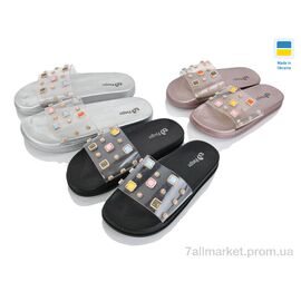 Шльопанці жіночі полегшені Літо Шльопки силікон брошка mix (19 пар р.36-41) "LiBang" недорого оптом від прямого постачальника