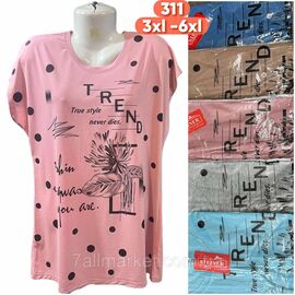 Футболка жіноча стильна полу-батал р-р 3XL-6XL (мікс кв) "Stella" недорого від прямого постачальника