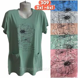 Футболка жіноча стильна полу-батал р-р 3XL-6XL (мікс кв) "Stella" недорого від прямого постачальника