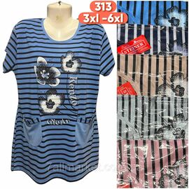 Футболка жіноча стильна полу-батал р-р 3XL-6XL (мікс кв) "Stella" недорого від прямого постачальника