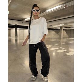 Штани спортивні жіночі 7164 black р.S-L "Karon" недорого оптом від прямого постачальника